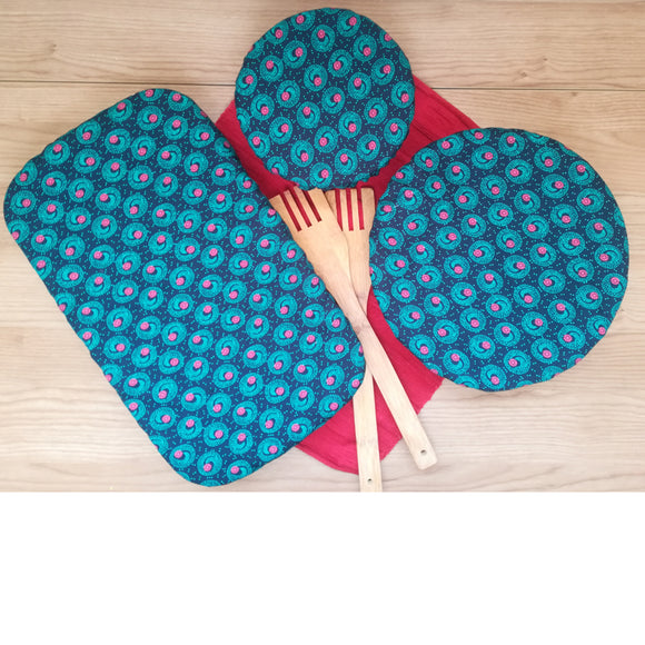 Dish Cover Set -cotton fabric with comet print