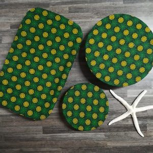 Shweshwe Dish Cover Set - green with yellow flowers
