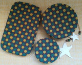 Turquoise green, yellow on Maroon floral Pinwheel Pattern Shweshwe Dish Cover set