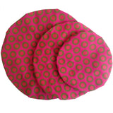 Shweshwe Pink Bowl Cover Set with green and pink circles